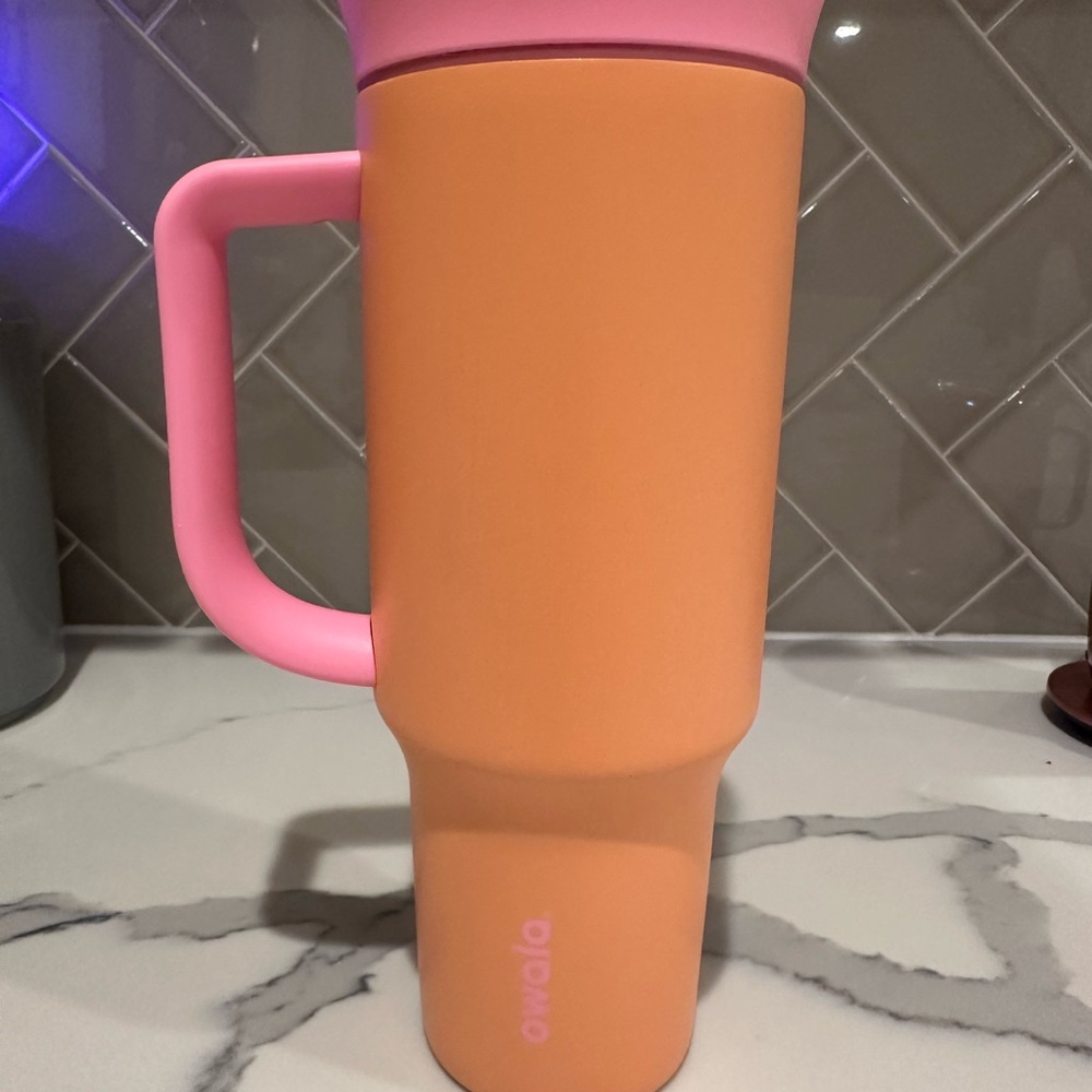Owala Orange and Pink Travel Mug